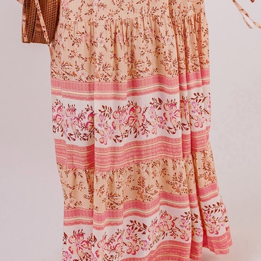 Floral Maxi Dress in Pink and Cream - Picture 5 of 14